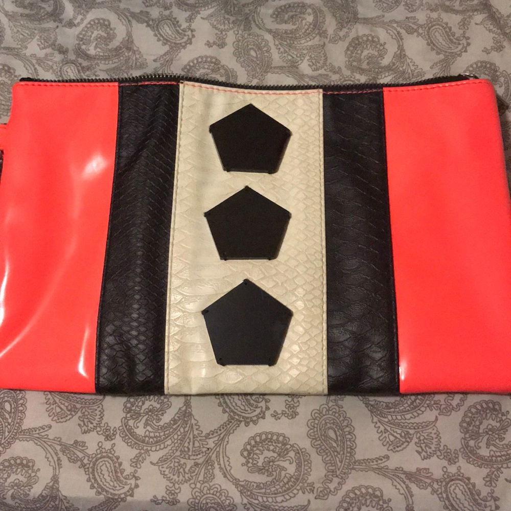 Multi colored clutch with strap